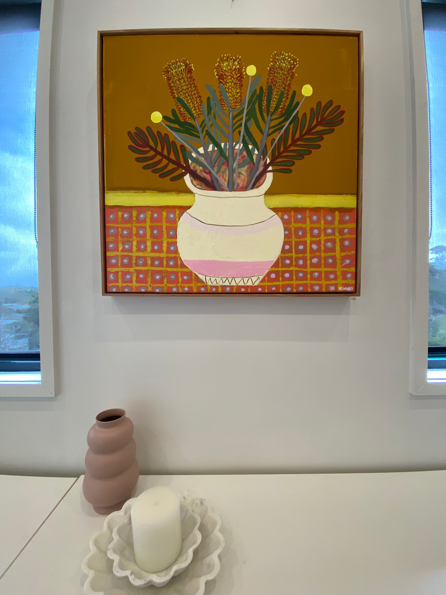 Pink Vase with Natives
