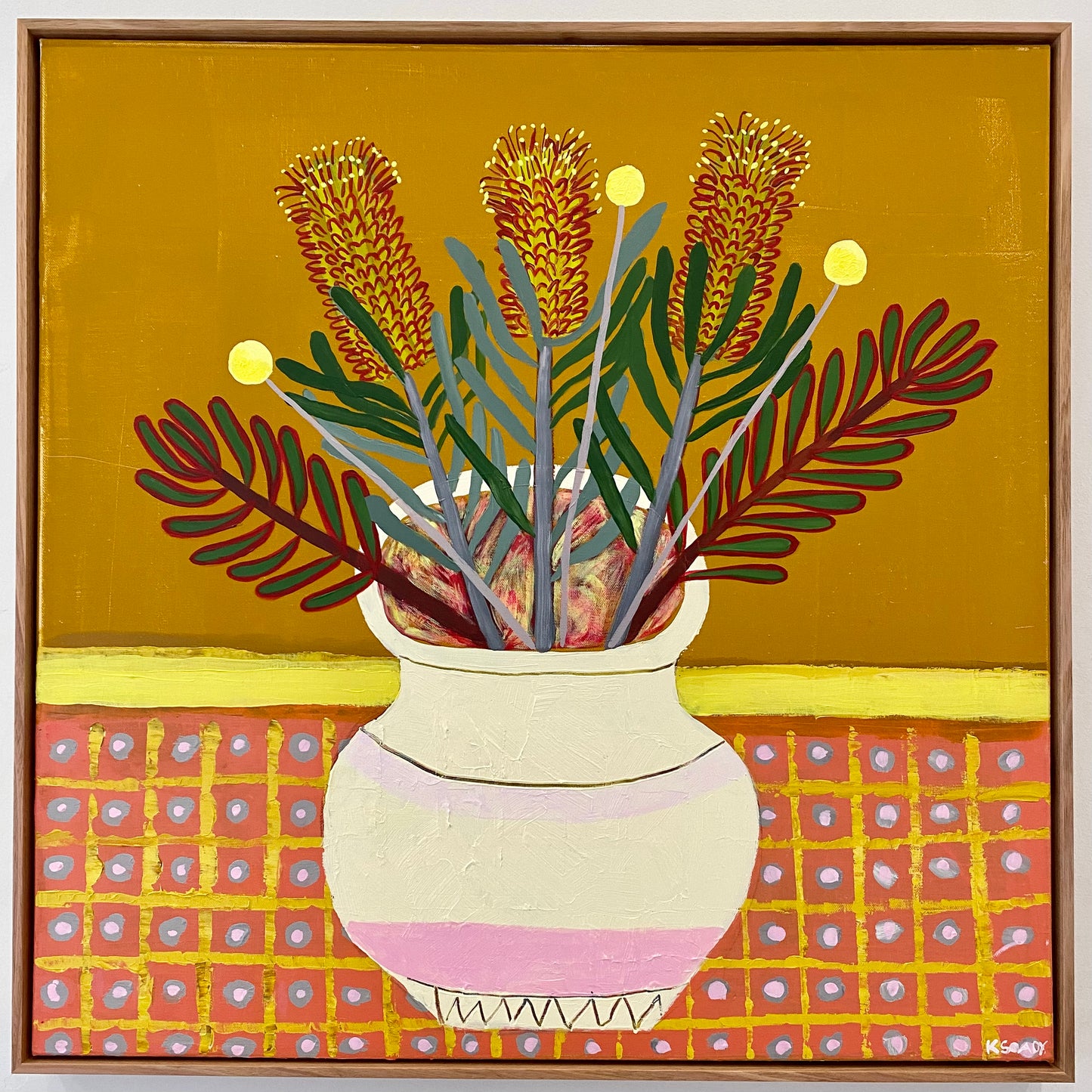 Pink Vase with Natives