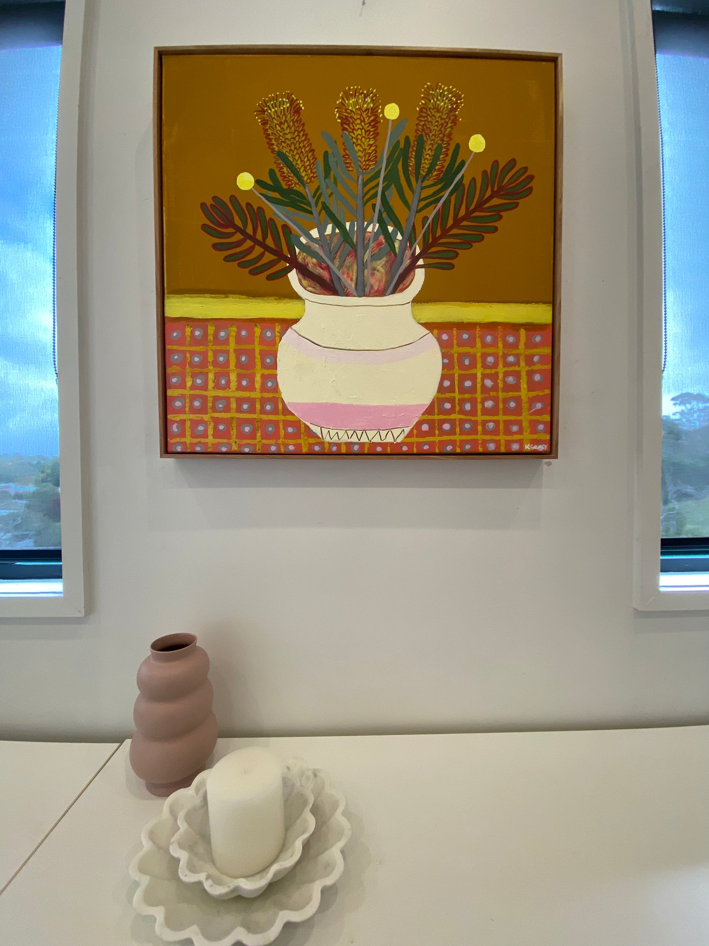 Pink Vase with Natives
