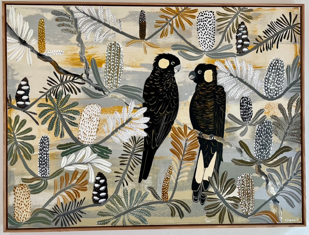 Black Cockatoos in the Banksia (Late Summer)