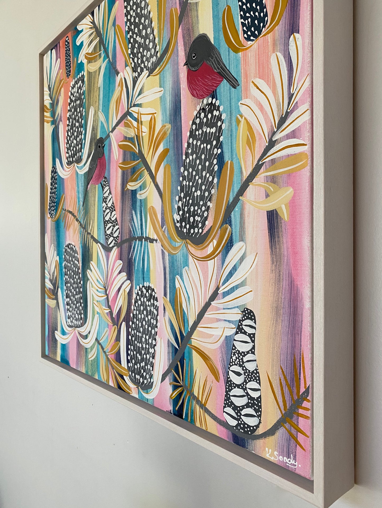 Pink Robins In the Joyful Banksia