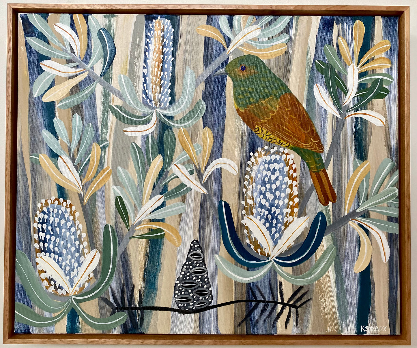Banksia and Satin Bower Bird