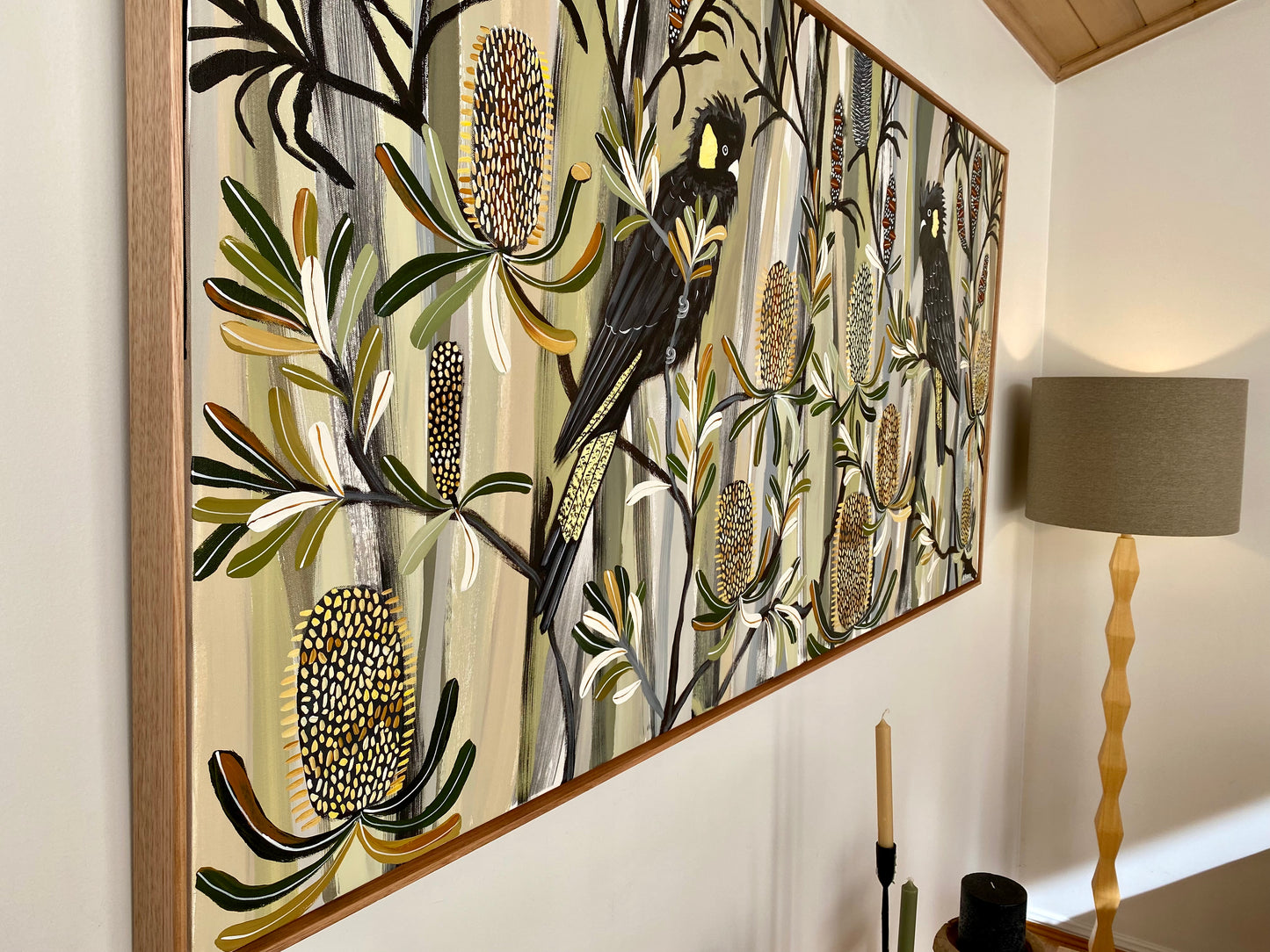 Black Cockatoos in the Banksia
