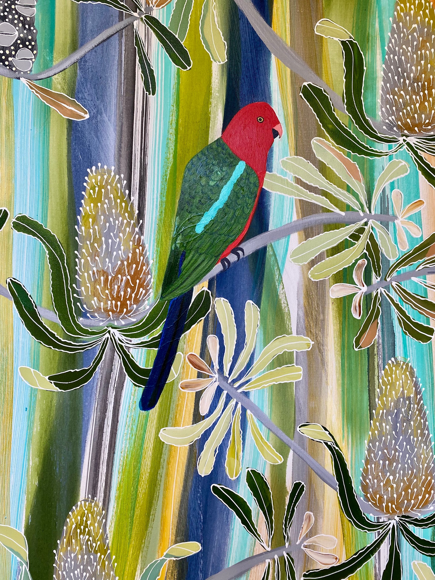 King Parrots in the Banksia