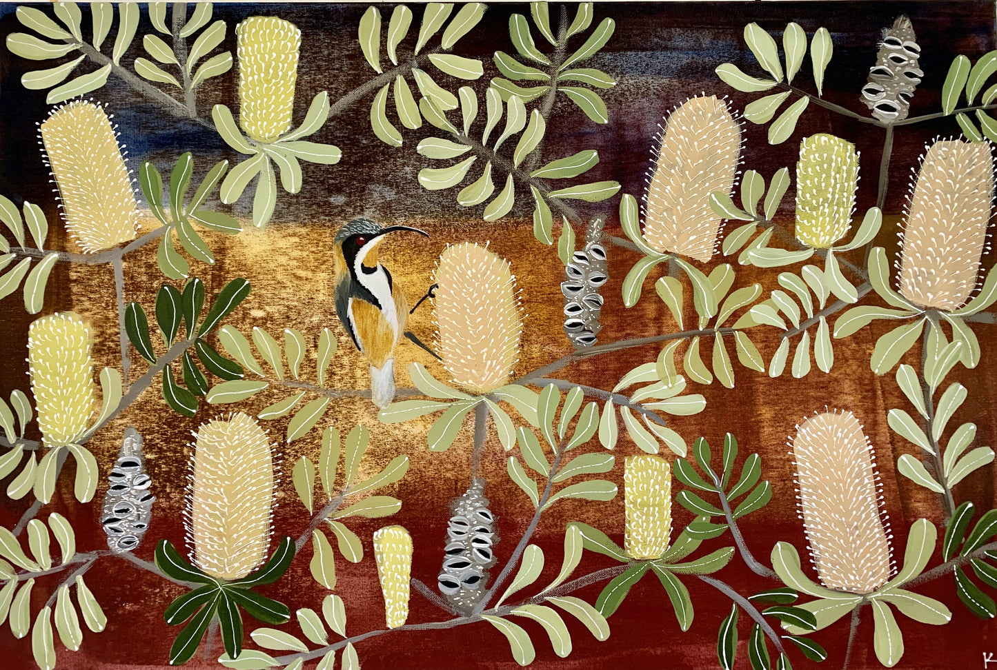 Honeyeater in the Banksia #2