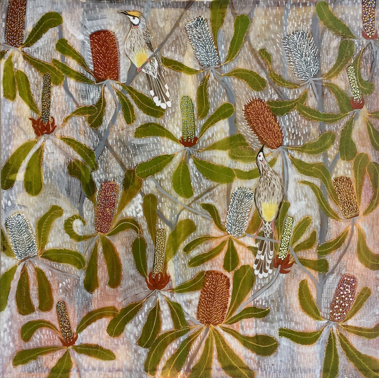 Wattlebirds in the Banksia