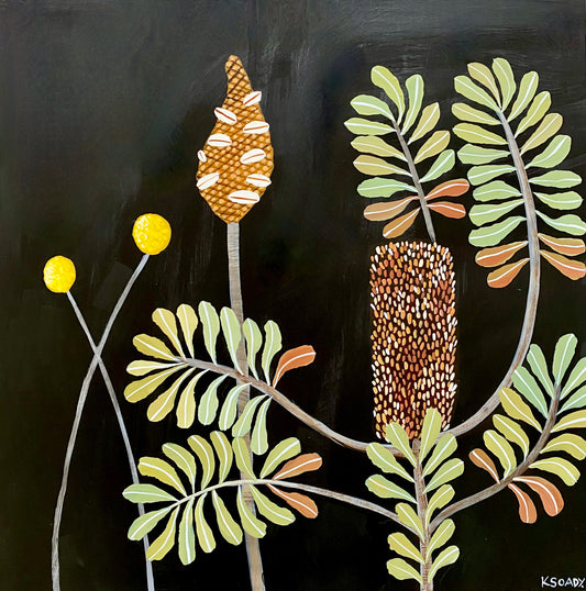 Banksia Harmony: Flower,Pod and Billy Buttons