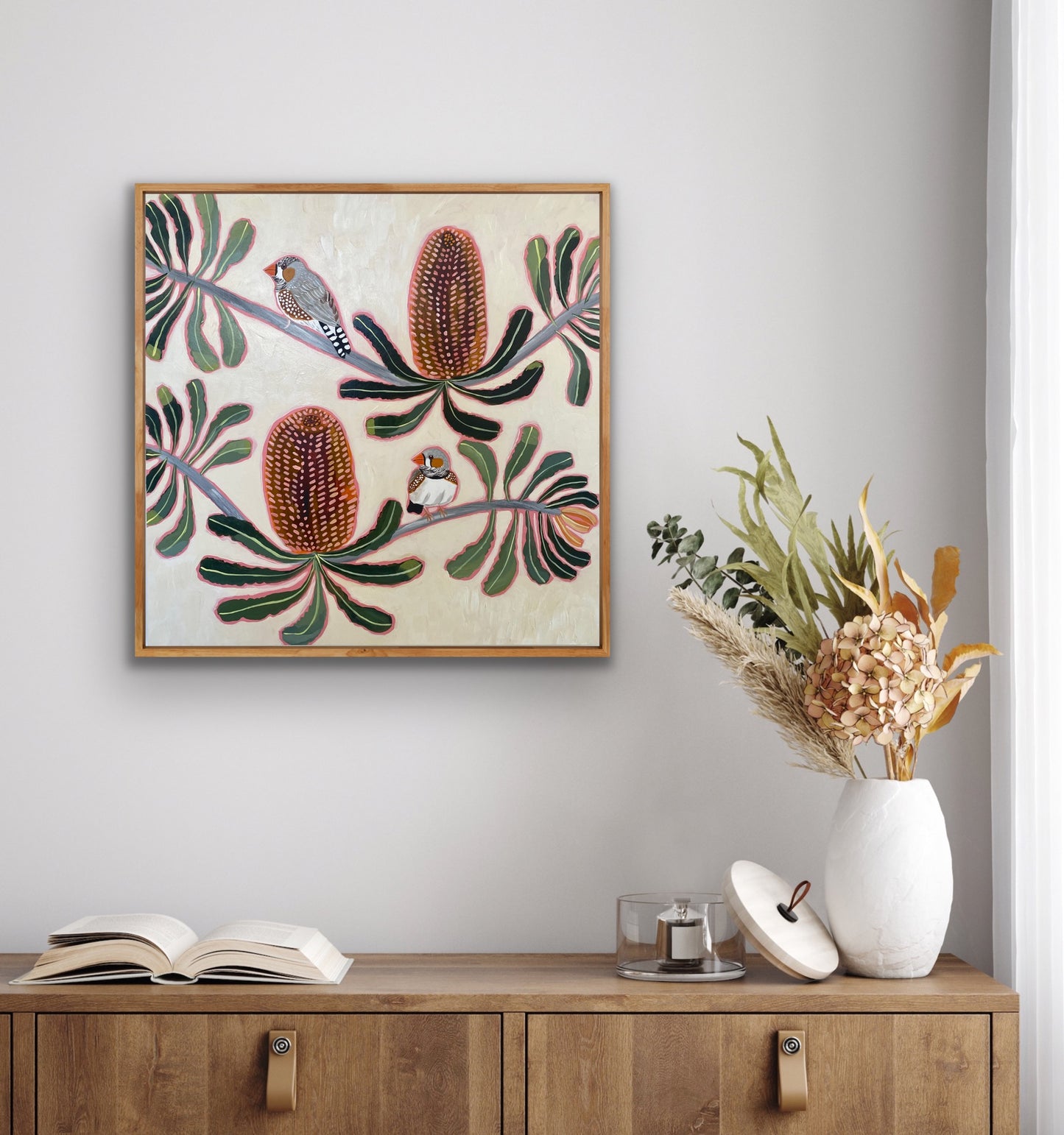 Zebra Finch and Banksia #2