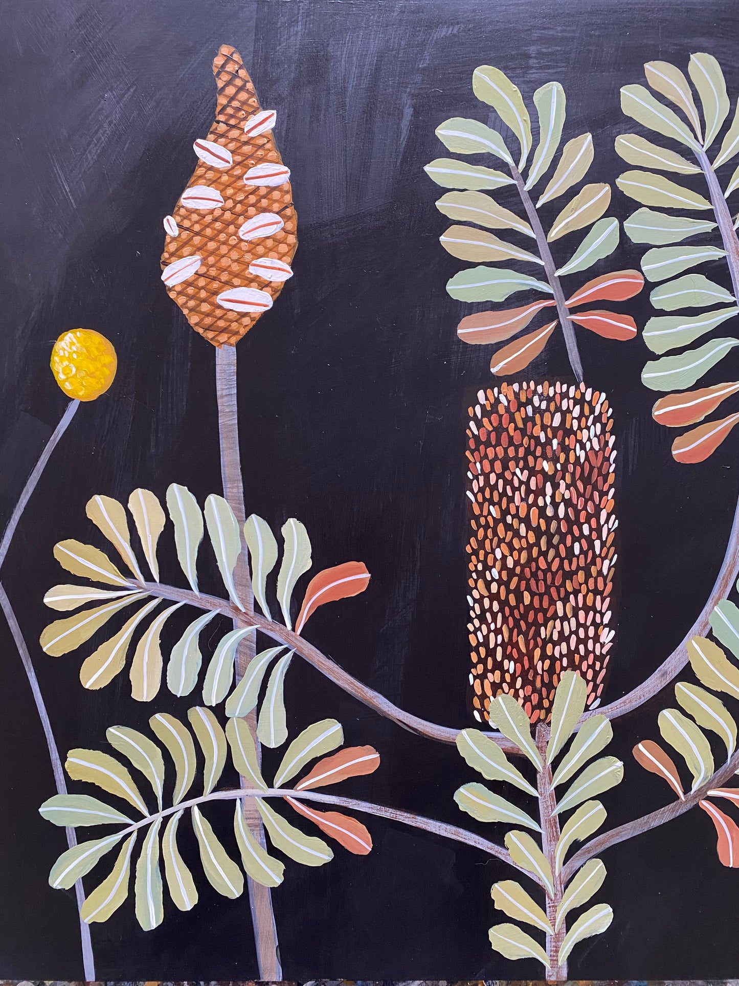 Banksia Harmony: Flower,Pod and Billy Buttons