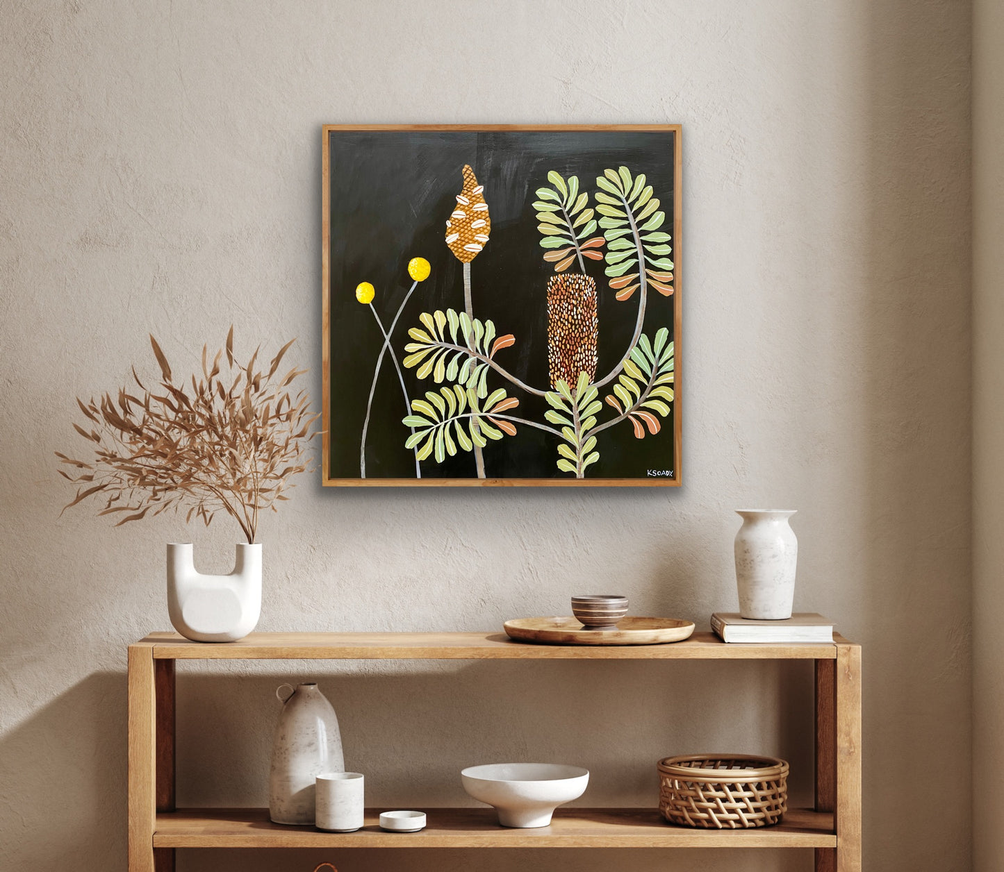 Banksia Harmony: Flower,Pod and Billy Buttons