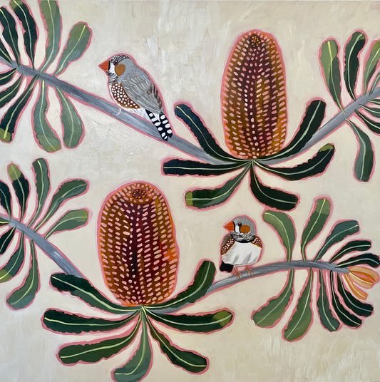 Zebra Finch and Banksia #2