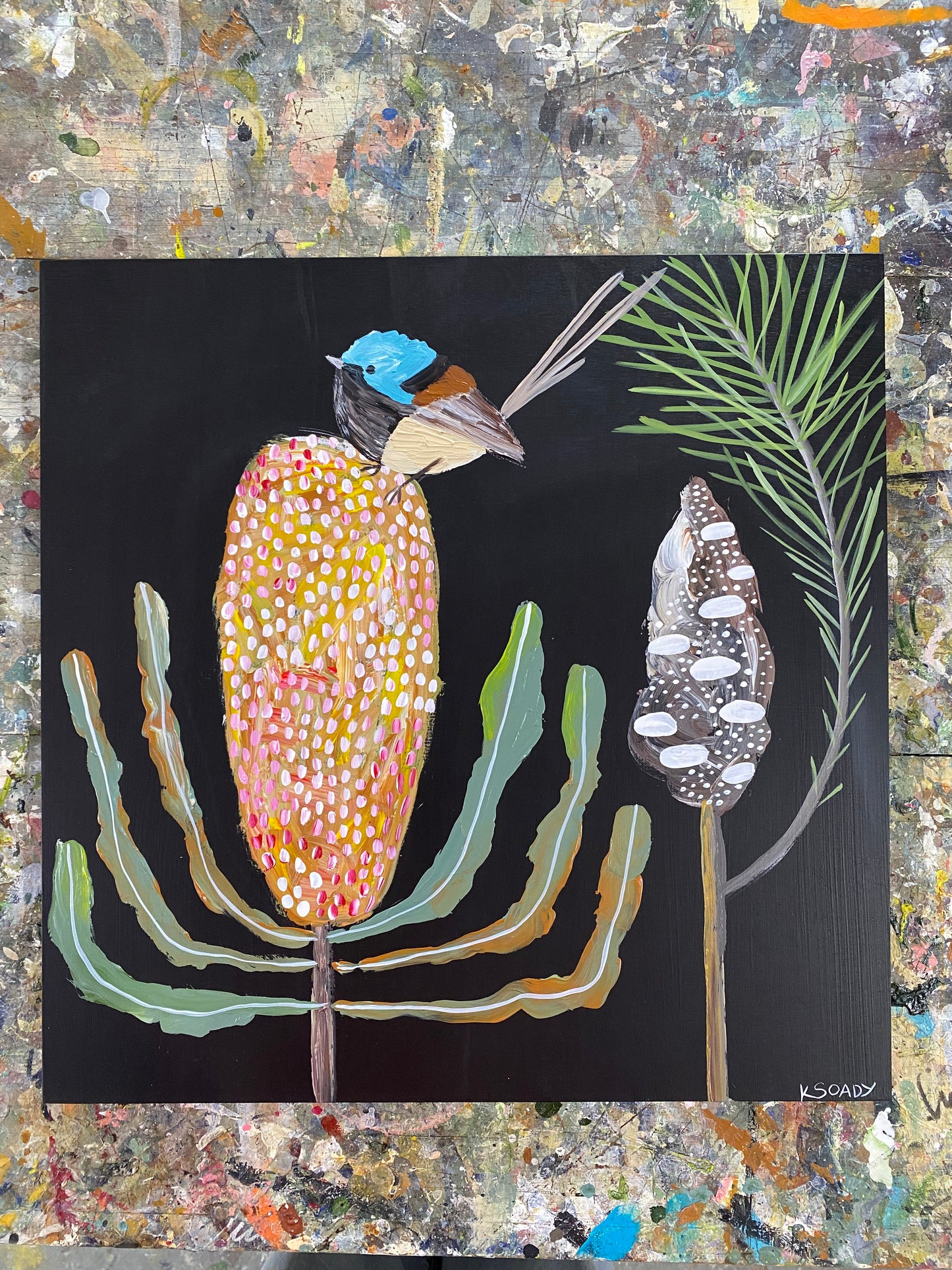 Banksias and Fairy Wren
