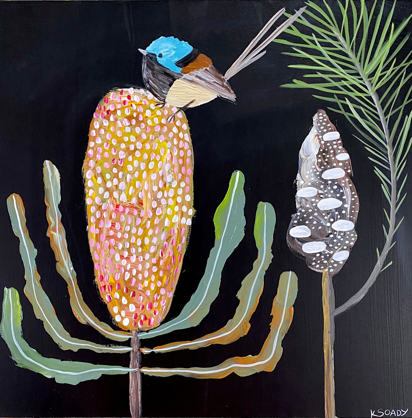 Banksias and Fairy Wren