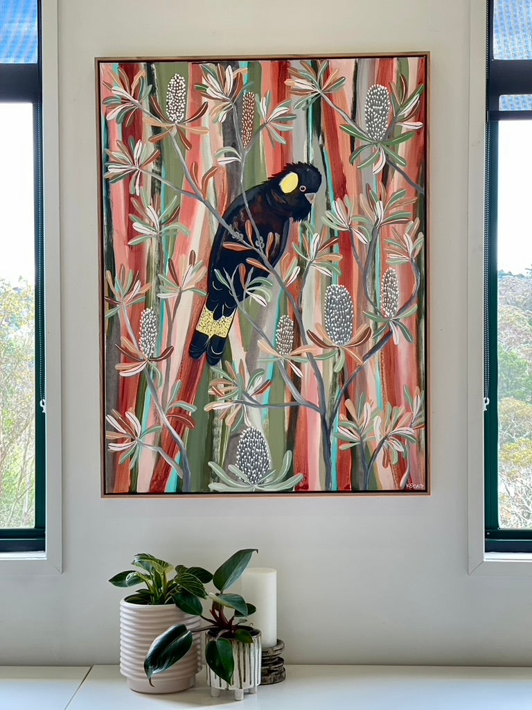 Desert Banksia and Black Cockatoo