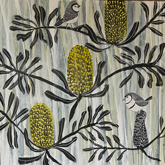 Finches in the Banksia