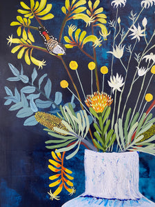Natives with Pardalote and Blue Vase