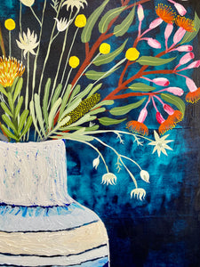 Natives with Pardalote and Blue Vase